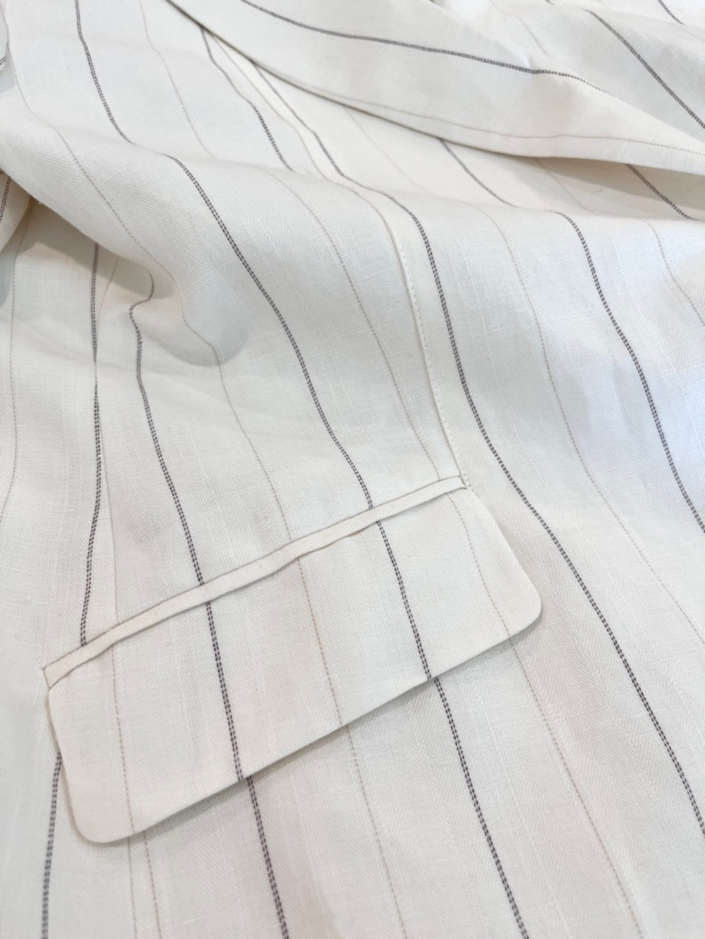 NWT Linen Double Breasted Blazer With Tie Belted Side Tie Ecru Minimalist Modern - Picture 11 of 14